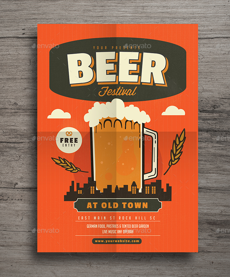 Retro VIntage Beer Festival Flyer, Print Templates GraphicRiver